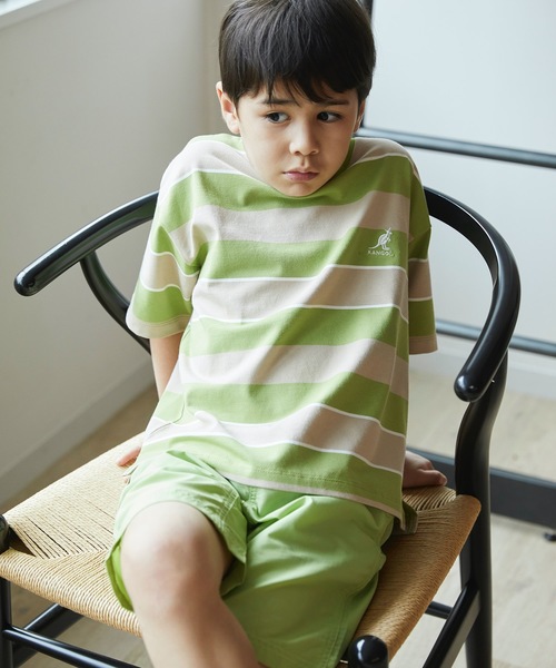 &yam(アンドヤム)の「カンゴールボーダーT(Tシャツ/カットソー・キッズ・ダークブルー/ベージュ/ブラウン/オレンジ/ピンク/ブルー/グリーン/ラベンダー・90/100/110/120/130/140/150)」の4枚目の写真