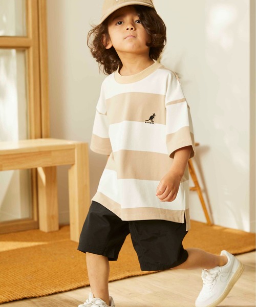 &yam(アンドヤム)の「カンゴールボーダーT(Tシャツ/カットソー・キッズ・ダークブルー/ベージュ/ブラウン/オレンジ/ピンク/ブルー/グリーン/ラベンダー・90/100/110/120/130/140/150)」の13枚目の写真