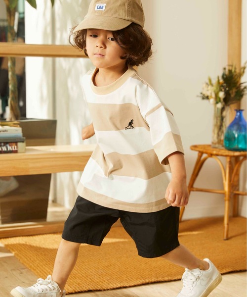 &yam(アンドヤム)の「カンゴールボーダーT(Tシャツ/カットソー・キッズ・ダークブルー/ベージュ/ブラウン/オレンジ/ピンク/ブルー/グリーン/ラベンダー・90/100/110/120/130/140/150)」の14枚目の写真