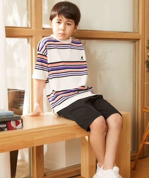 &yam(アンドヤム)の「カンゴールボーダーT(Tシャツ/カットソー・キッズ・ダークブルー/ベージュ/ブラウン/オレンジ/ピンク/ブルー/グリーン/ラベンダー・90/100/110/120/130/140/150)」の18枚目の写真