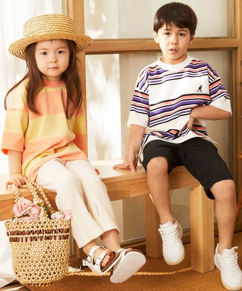 &yam(アンドヤム)の「カンゴールボーダーT(Tシャツ/カットソー・キッズ・ダークブルー/ベージュ/ブラウン/オレンジ/ピンク/ブルー/グリーン/ラベンダー・90/100/110/120/130/140/150)」の19枚目の写真