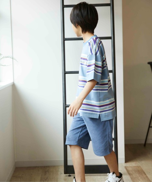 &yam(アンドヤム)の「カンゴールボーダーT(Tシャツ/カットソー・キッズ・ダークブルー/ベージュ/ブラウン/オレンジ/ピンク/ブルー/グリーン/ラベンダー・90/100/110/120/130/140/150)」の22枚目の写真