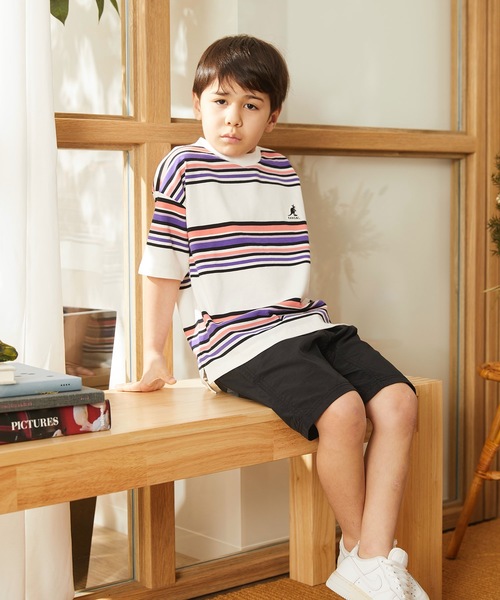 &yam(アンドヤム)の「カンゴールボーダーT(Tシャツ/カットソー・キッズ・ダークブルー/ベージュ/ブラウン/オレンジ/ピンク/ブルー/グリーン/ラベンダー・90/100/110/120/130/140/150)」の16枚目の写真