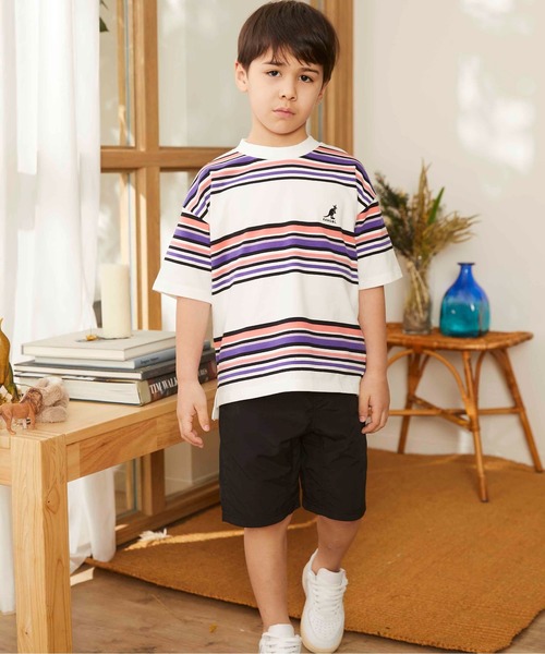 &yam(アンドヤム)の「カンゴールボーダーT(Tシャツ/カットソー・キッズ・ダークブルー/ベージュ/ブラウン/オレンジ/ピンク/ブルー/グリーン/ラベンダー・90/100/110/120/130/140/150)」の17枚目の写真