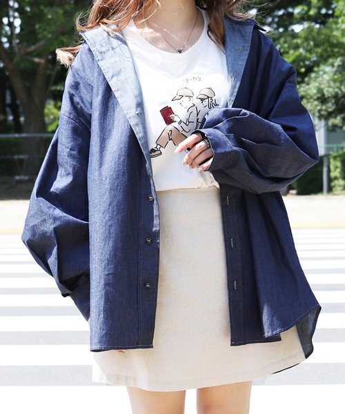 PairPair（ペアペア）の「デニムBIGシャツ(ユニセックス)（シャツ/ブラウス・メンズ・インディゴブルー/ブラック・FREE）」の5枚目の写真