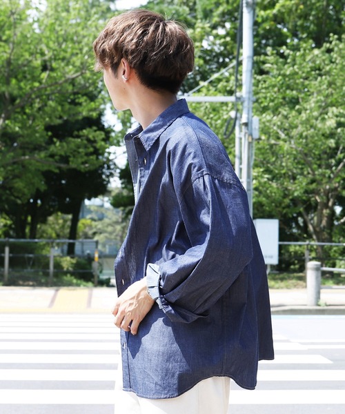 PairPair（ペアペア）の「デニムBIGシャツ(ユニセックス)（シャツ/ブラウス・メンズ・インディゴブルー/ブラック・FREE）」の9枚目の写真