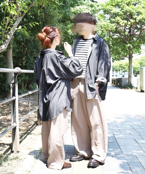 PairPair（ペアペア）の「デニムBIGシャツ(ユニセックス)（シャツ/ブラウス・メンズ・インディゴブルー/ブラック・FREE）」の11枚目の写真