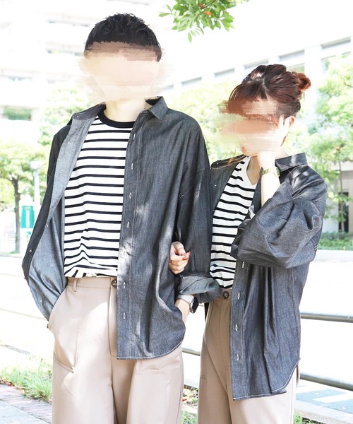 PairPair（ペアペア）の「デニムBIGシャツ(ユニセックス)（シャツ/ブラウス・メンズ・インディゴブルー/ブラック・FREE）」の12枚目の写真