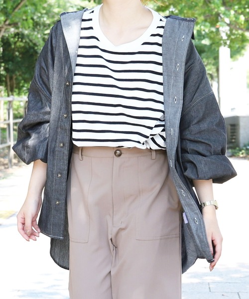 PairPair（ペアペア）の「デニムBIGシャツ(ユニセックス)（シャツ/ブラウス・メンズ・インディゴブルー/ブラック・FREE）」の14枚目の写真