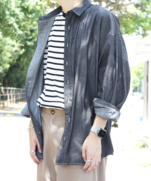 PairPair（ペアペア）の「デニムBIGシャツ(ユニセックス)（シャツ/ブラウス・メンズ・インディゴブルー/ブラック・FREE）」の16枚目の写真