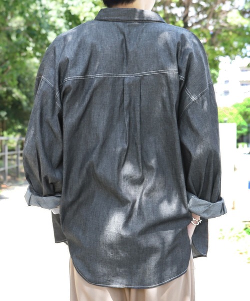 PairPair（ペアペア）の「デニムBIGシャツ(ユニセックス)（シャツ/ブラウス・メンズ・インディゴブルー/ブラック・FREE）」の18枚目の写真