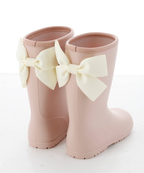 Catherine Cottage(キャサリンコテージ)の「グログランリボンレインブーツ(レインシューズ・キッズ・ネイビー/ピンク・23/22/20/18/17/19/16/21)」の3枚目の写真
