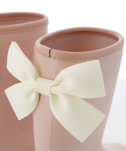 Catherine Cottage(キャサリンコテージ)の「グログランリボンレインブーツ(レインシューズ・キッズ・ネイビー/ピンク・23/22/20/18/17/19/16/21)」の4枚目の写真