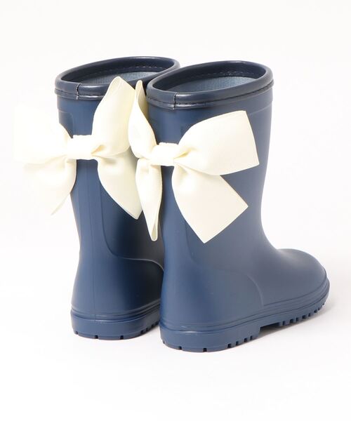 Catherine Cottage(キャサリンコテージ)の「グログランリボンレインブーツ(レインシューズ・キッズ・ネイビー/ピンク・23/22/20/18/17/19/16/21)」の9枚目の写真