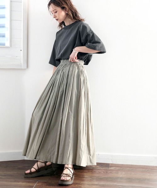 classicalelf（クラシカルエルフ）の「綿100％　風まとう、たっぷりフレアマキシスカート（スカート・レディース・ベージュ/ブラウン/ライトグリーン/ラベンダー/チャコール/イエロー・MEDIUM/X-LARGE）」の12枚目の写真