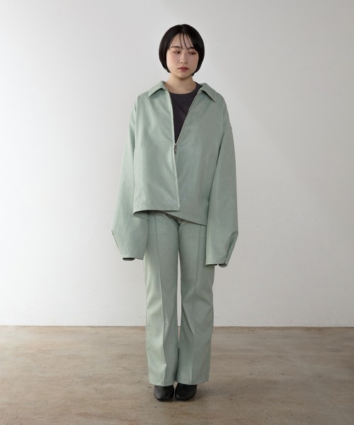 unlow（アンロー）の「【WEARISTA 心】フェイクレザードリズラージャケット（セットアップ対応）（ブルゾン・メンズ・ブラック/ライトグリーン/グレイッシュベージュ・FREE）」の12枚目の写真