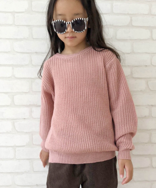 THE CASUAL（カジュアル）の「畦編み クルーネック ニット キッズ（ニット/セーター・キッズ・ブラウン/モカ/ブラック/アイボリー/ダークグリーン/ネイビー/スモークピンク/杢グレー・150cm/110cm/140cm/130cm/160cm/120cm）」の8枚目の写真