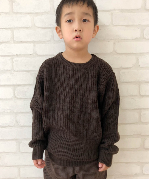 THE CASUAL（カジュアル）の「畦編み クルーネック ニット キッズ（ニット/セーター・キッズ・ブラウン/モカ/ブラック/アイボリー/ダークグリーン/ネイビー/スモークピンク/杢グレー・150cm/110cm/140cm/130cm/160cm/120cm）」の11枚目の写真