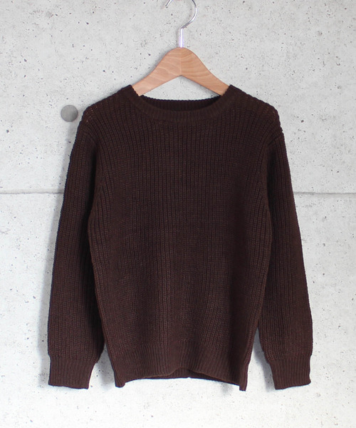 THE CASUAL（カジュアル）の「畦編み クルーネック ニット キッズ（ニット/セーター・キッズ・ブラウン/モカ/ブラック/アイボリー/ダークグリーン/ネイビー/スモークピンク/杢グレー・150cm/110cm/140cm/130cm/160cm/120cm）」の19枚目の写真