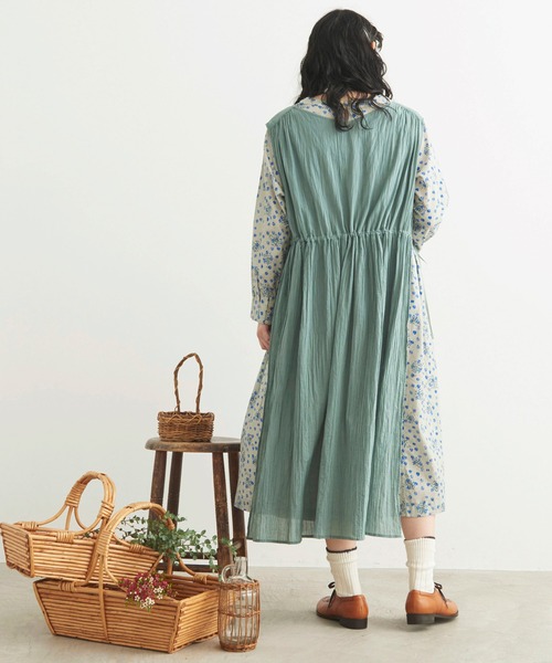 シャンブルドゥシャーム 朝の庭 ノースリーブ ワンピース レトロ レア chambre de charme（シャンブルドゥシャーム）の「cdc Ry/Pe