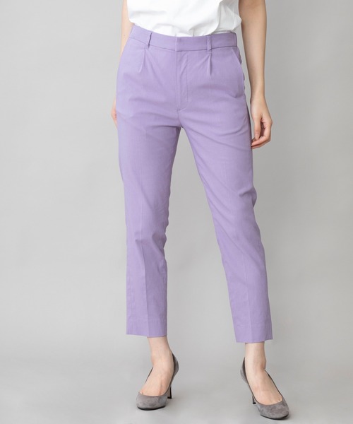 Munich（ミューニック）の「ヴィスコースリネンストレッチ　テーパードアンクルパンツ（スラックス・レディース・ブラック/グレー/グリーン/パープル・XS/S/M）」の4枚目の写真