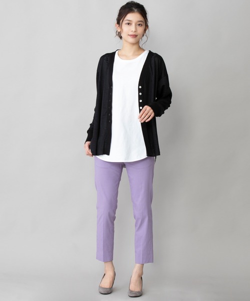 Munich（ミューニック）の「ヴィスコースリネンストレッチ　テーパードアンクルパンツ（スラックス・レディース・ブラック/グレー/グリーン/パープル・XS/S/M）」の5枚目の写真