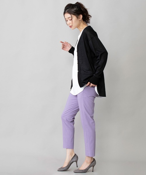 Munich（ミューニック）の「ヴィスコースリネンストレッチ　テーパードアンクルパンツ（スラックス・レディース・ブラック/グレー/グリーン/パープル・XS/S/M）」の6枚目の写真