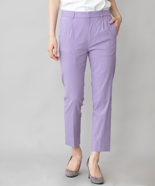 Munich（ミューニック）の「ヴィスコースリネンストレッチ　テーパードアンクルパンツ（スラックス・レディース・ブラック/グレー/グリーン/パープル・XS/S/M）」の7枚目の写真