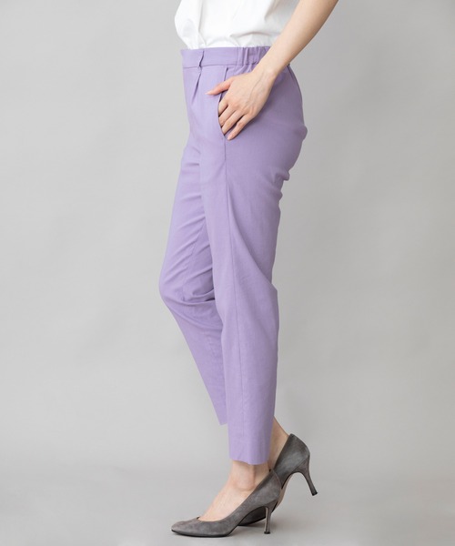 Munich（ミューニック）の「ヴィスコースリネンストレッチ　テーパードアンクルパンツ（スラックス・レディース・ブラック/グレー/グリーン/パープル・XS/S/M）」の8枚目の写真