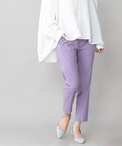 Munich（ミューニック）の「ヴィスコースリネンストレッチ　テーパードアンクルパンツ（スラックス・レディース・ブラック/グレー/グリーン/パープル・XS/S/M）」の16枚目の写真