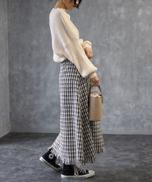 deux amour(ドゥーザムール)の「ツイードフレアスカート(スカート・レディース・ホワイト/ベージュ・MEDIUM)」の8枚目の写真