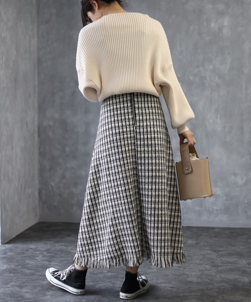 deux amour(ドゥーザムール)の「ツイードフレアスカート(スカート・レディース・ホワイト/ベージュ・MEDIUM)」の9枚目の写真