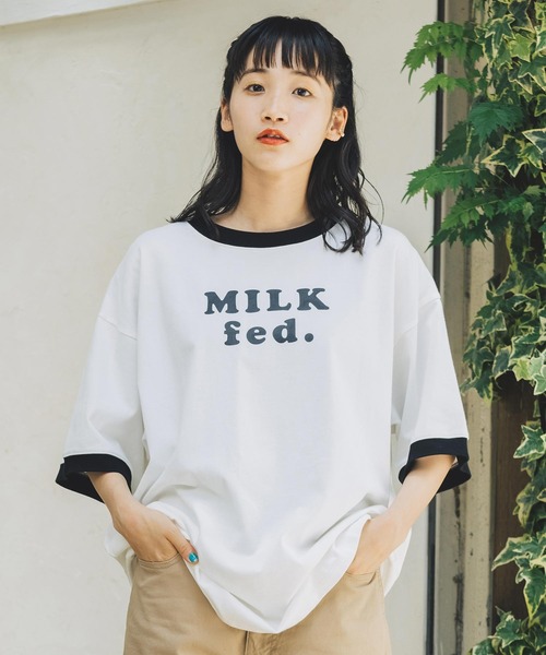 MILKFED.（ミルクフェド）の「CONTRAST RIB S/S TEE（Tシャツ/カットソー・レディース・ブラック/アッシュ/レッド/ライトグリーン/ネイビー・ONE SIZE）」の2枚目の写真
