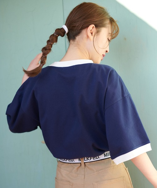 MILKFED.（ミルクフェド）の「CONTRAST RIB S/S TEE（Tシャツ/カットソー・レディース・ブラック/アッシュ/レッド/ライトグリーン/ネイビー・ONE SIZE）」の8枚目の写真