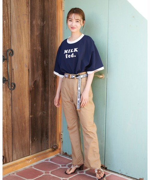 MILKFED.（ミルクフェド）の「CONTRAST RIB S/S TEE（Tシャツ/カットソー・レディース・ブラック/アッシュ/レッド/ライトグリーン/ネイビー・ONE SIZE）」の6枚目の写真