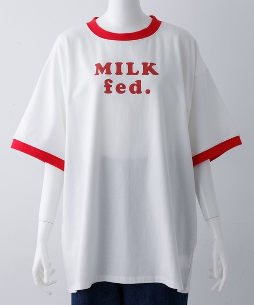 MILKFED.（ミルクフェド）の「CONTRAST RIB S/S TEE（Tシャツ/カットソー・レディース・ブラック/アッシュ/レッド/ライトグリーン/ネイビー・ONE SIZE）」の20枚目の写真
