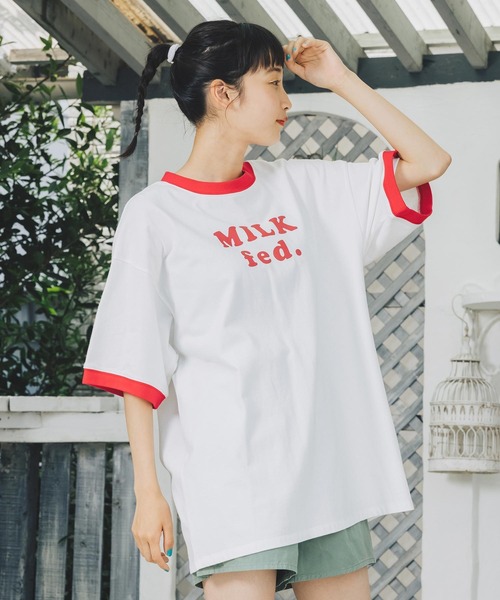 MILKFED.（ミルクフェド）の「CONTRAST RIB S/S TEE（Tシャツ/カットソー・レディース・ブラック/アッシュ/レッド/ライトグリーン/ネイビー・ONE SIZE）」の17枚目の写真