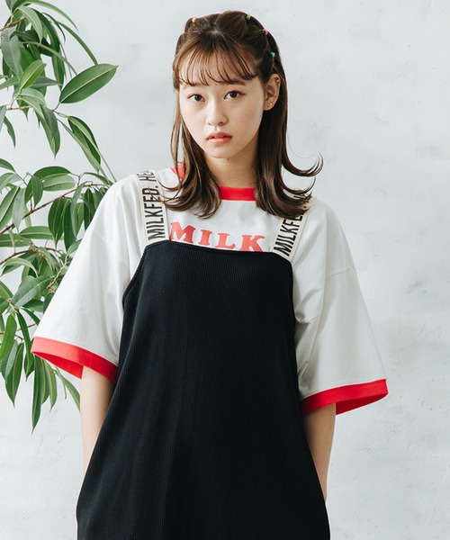 MILKFED.（ミルクフェド）の「CONTRAST RIB S/S TEE（Tシャツ/カットソー・レディース・ブラック/アッシュ/レッド/ライトグリーン/ネイビー・ONE SIZE）」の9枚目の写真