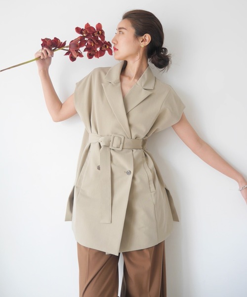 LADYMADE（レディメイド）の「BIGシルエットトレンチベスト（ベスト・レディース・ベージュ/ネイビー/アイボリー・FREE）」の3枚目の写真