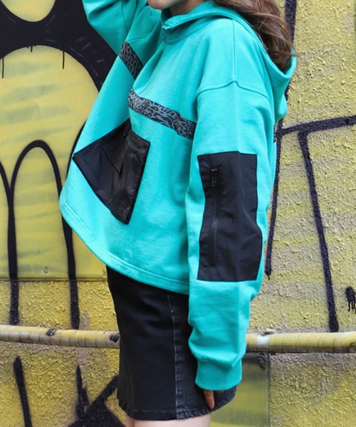 Xgirl,SWEAT × NYLON HOODIE WEAR