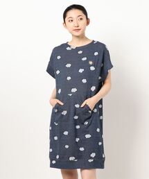 新品タグ付/ワコール/ツモリチサト/デニム風ジャガードワンピース/雲　M 新品タグ付/ワコール/ツモリチサト/デニム風ジャガード
