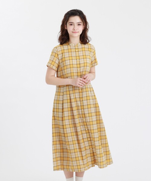 マドラスチェックノーカラーワンピース ワンピース Mackintosh ワンピース ドレス Philosophy マッキントッシュ Grey ワンピース Label Mackintosh フィロソフィー のファッション