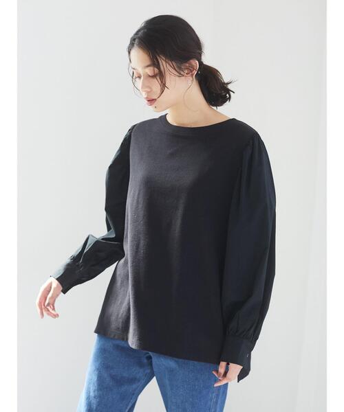 Green Parks(グリーンパークス)の「ボリュームスリーブドッキングカットプルオーバー*(Tシャツ/カットソー・レディース・オフホワイト/ライトグレー/ブラック/ライトグリーン・FREE)」の20枚目の写真