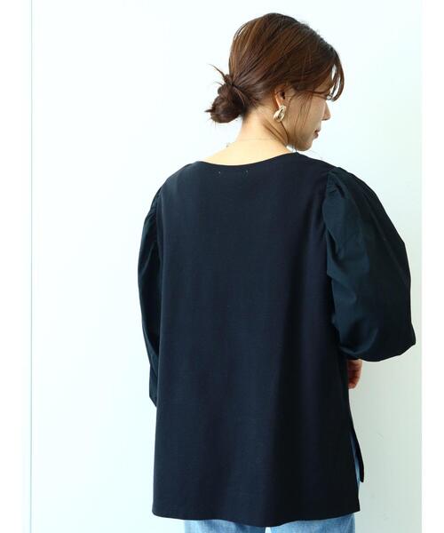 Green Parks(グリーンパークス)の「ボリュームスリーブドッキングカットプルオーバー*(Tシャツ/カットソー・レディース・オフホワイト/ライトグレー/ブラック/ライトグリーン・FREE)」の10枚目の写真