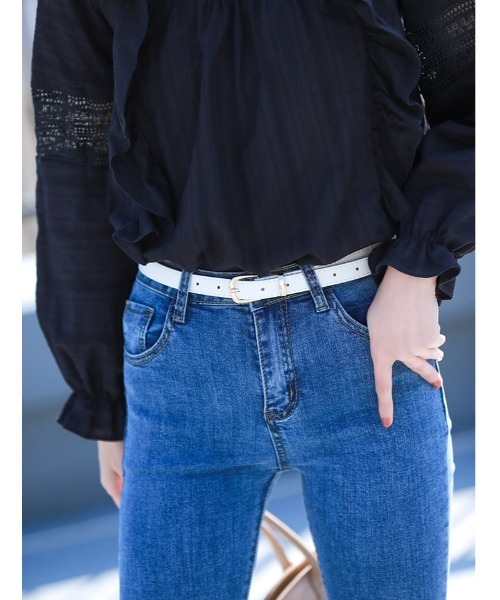 fifth（フィフス）の「モノトーンシンプルスリムベルト（ベルト・レディース・ブラック/ホワイト・MEDIUM）」の2枚目の写真