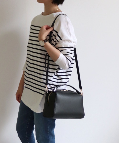 T・S・L(ティーエスエル)の「かまぼこ型2wayミニボストンバッグ(ボストンバッグ・レディース・ブラック/アイボリー/ミント/ピンクベージュ・FREE)」の7枚目の写真