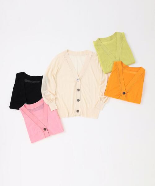 EMMEL REFINES(エメルリファインズ)の「< EMMEL REFINES(エメル リファインズ) >EM 前ボタン Vネック シアーカーデ / カーディガン(カーディガン/ボレロ・レディース・ブラック/ナチュラル/ピンク/ライム/オレンジ・FREE)」の10枚目の写真