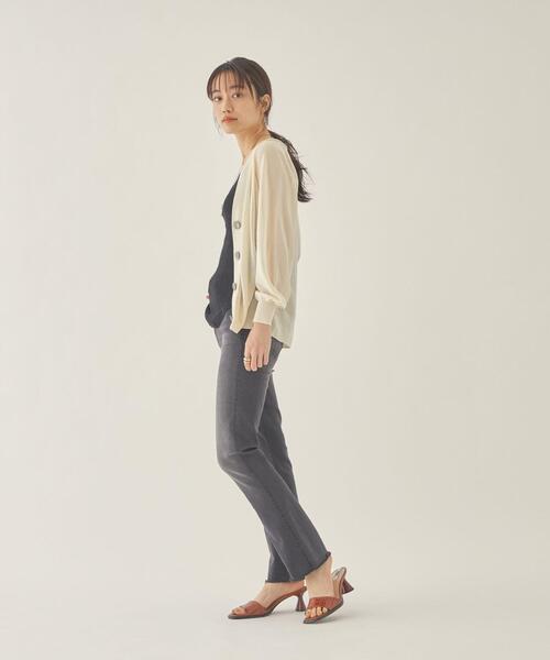 EMMEL REFINES(エメルリファインズ)の「< EMMEL REFINES(エメル リファインズ) >EM 前ボタン Vネック シアーカーデ / カーディガン(カーディガン/ボレロ・レディース・ブラック/ナチュラル/ピンク/ライム/オレンジ・FREE)」の21枚目の写真