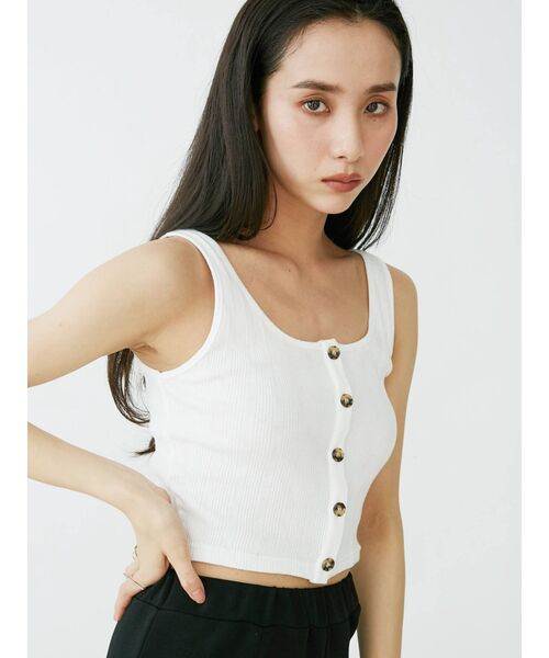 EVRIS（エヴリス）の「フロントボタンショートタンク（タンクトップ・レディース・ホワイト/グリーン/ブラック/ブラウン・FREE）」の16枚目の写真