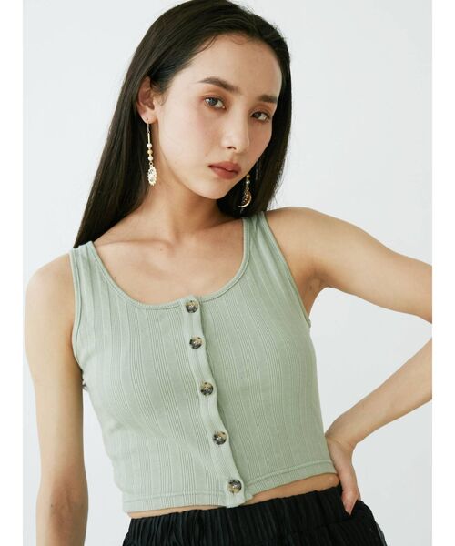 EVRIS（エヴリス）の「フロントボタンショートタンク（タンクトップ・レディース・ホワイト/グリーン/ブラック/ブラウン・FREE）」の17枚目の写真